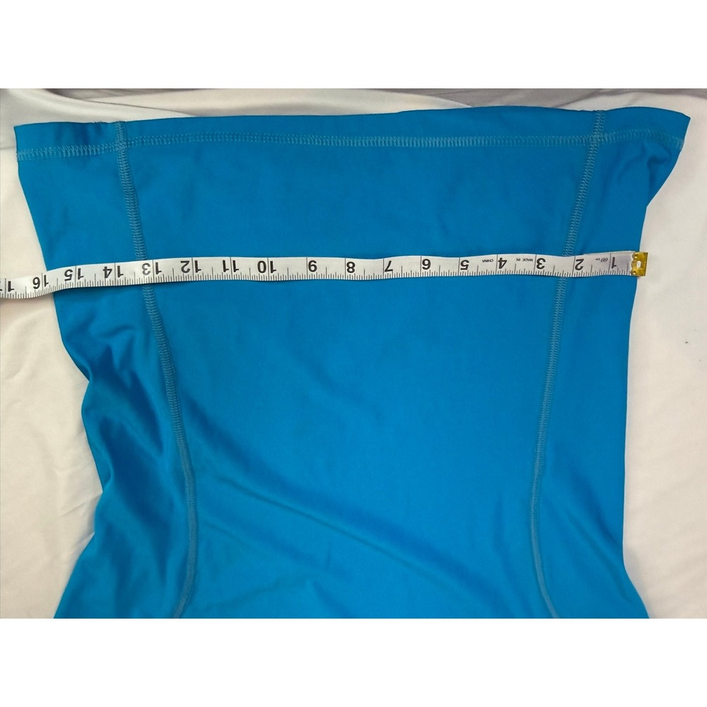 Goddess Rash Guard Shirt Women L Blue EUC Long Sleeve Mock Neck‎ Made in USA - Picture 6 of 7